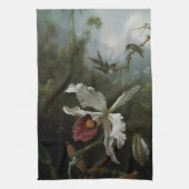 Hummingvogels en White Orchid van Martin J. Heade Theedoek (Verticaal)