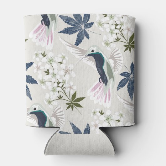 Hummingvogels en witte bloemen. blikjeskoeler (Achterkant)