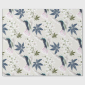 Hummingvogels en witte bloemen. cadeaupapier (Vlak)