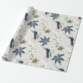 Hummingvogels en witte bloemen. cadeaupapier (Uitgerold)