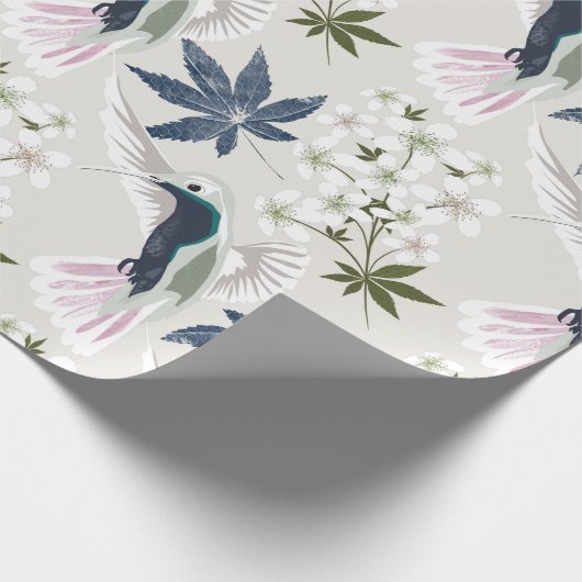 Hummingvogels en witte bloemen. cadeaupapier (Hoek)