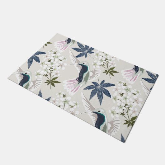 Hummingvogels en witte bloemen. deurmat (Schuin)