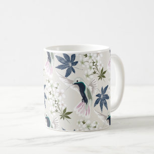 Hummingvogels en witte bloemen. koffiemok