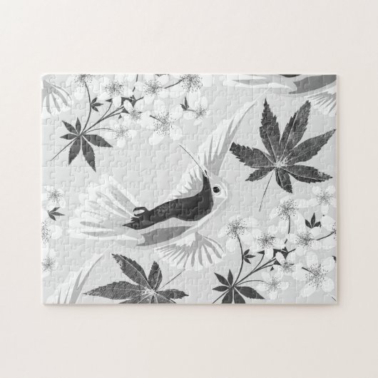Hummingvogels en witte bloemen. legpuzzel (Horizontaal)