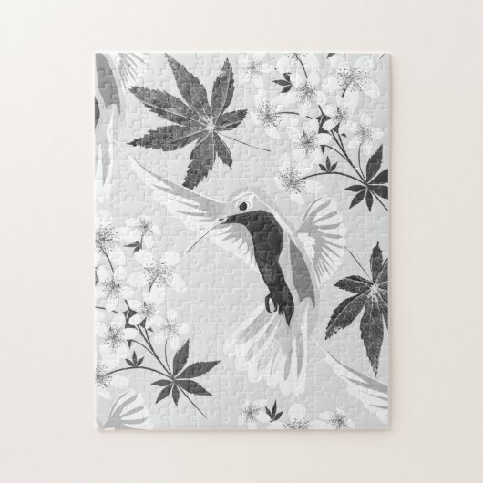 Hummingvogels en witte bloemen. legpuzzel (Verticaal)