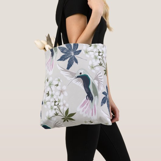 Hummingvogels en witte bloemen. tote bag (Dichtbij)