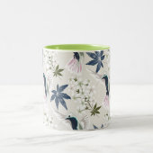 Hummingvogels en witte bloemen. tweekleurige koffiemok (Center)