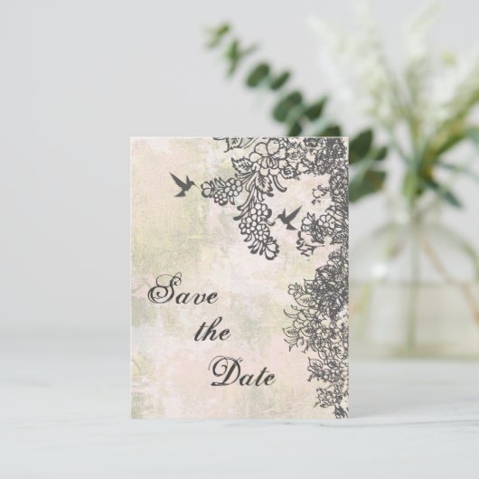 Hummingvogels Floral Sparen de DatumBericht van he Save The Date (Staand voorkant)