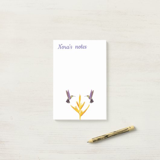 Hummingvogels Gele bloem Post-it® Notes (Op bureau)