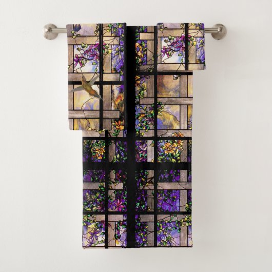 Hummingvogels Glas in lood Flowers Bath Towel Set Bad Handdoek (Insitu)