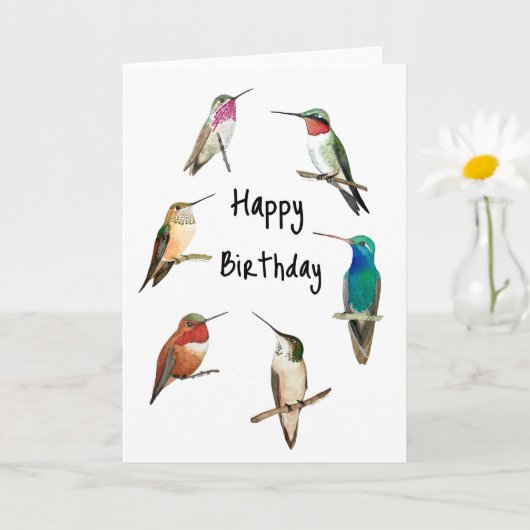Hummingvogels Happy Birthday Kaart (Kleine Plant)