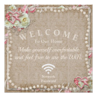 Hummingvogels hart bloemen Welkom WiFi-wachtwoord