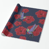 Hummingvogels Hibiscus Floral Art Cadeaupapier (Uitgerold)