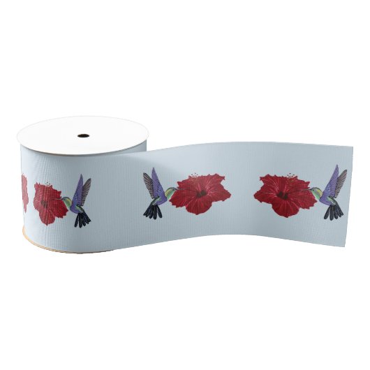 Hummingvogels Hibiscus Floral Art Grosgrain Lint (Spoel)