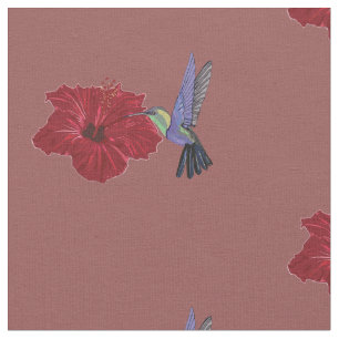 Hummingvogels Hibiscus Floral Art Stof