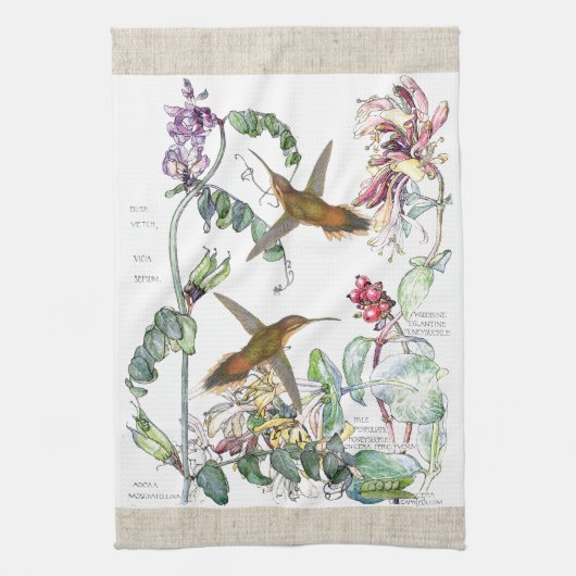 Hummingvogels Honeysuckle Flowers Kitchen Towels Theedoek (Verticaal)