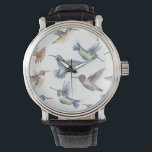 Hummingvogels Horloge<br><div class="desc">Hummingvogels geschilderd met inkt en waterverf, dan gemaakt in Photoshop.</div>