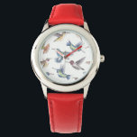 Hummingvogels Horloge<br><div class="desc">Hummingvogels geschilderd met inkt en waterverf, dan gemaakt in Photoshop.</div>
