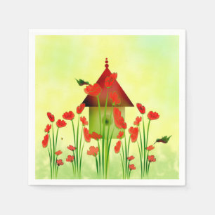 Hummingvogels in de papaver Napkins Servetten