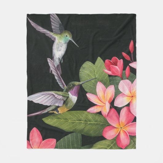 Hummingvogels in de Plumeria Fleece Deken (Voorkant)