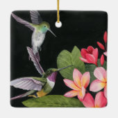 Hummingvogels in de Plumeria Keramisch Ornament (Achterkant)
