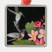 Hummingvogels in de Plumeria Metalen Ornament (Voorkant)