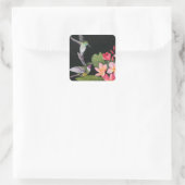 Hummingvogels in de Plumeria Vierkante Sticker (Tas)