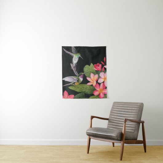 Hummingvogels in de Plumeria Wandkleed (In situ)