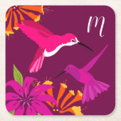 Hummingvogels in het  monogram van het Paradijs Kartonnen Onderzetters (Voorkant)
