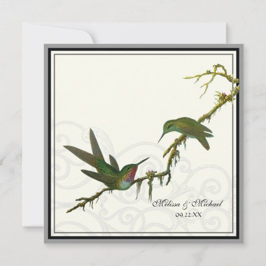 Hummingvogels in Swirls - Weddenschap Kaart (Achterkant)