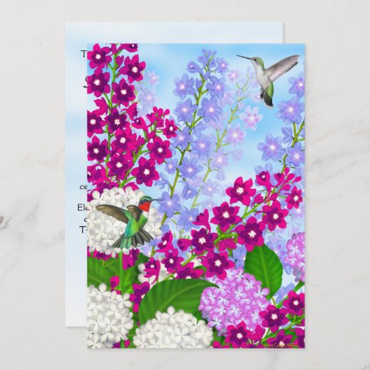 Hummingvogels in tuinbloemen Weddenschap Kaart (Voorkant / Achterkant)