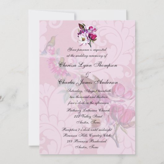 Hummingvogels Magnolias 5x7 Weddenschap Kaart (Achterkant)