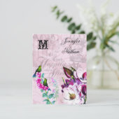 Hummingvogels Magnolias Wedding RSVP-kaart RSVP Kaartje (Staand voorkant)