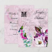 Hummingvogels Magnolias Wedding RSVP-kaart RSVP Kaartje (Voorkant / Achterkant)