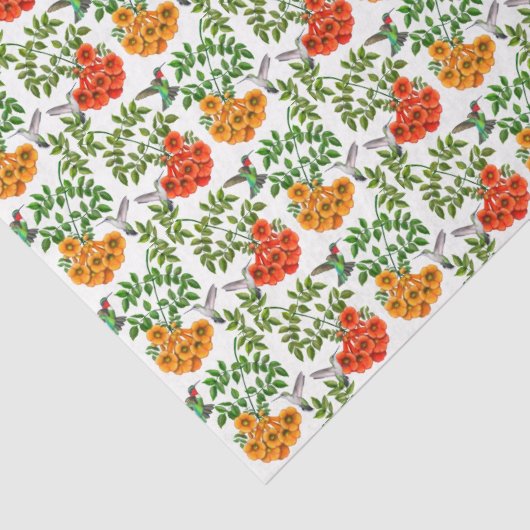 Hummingvogels op trumpetaalvee tissuepapier (Detail)