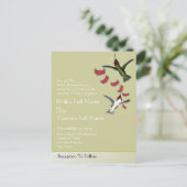 Hummingvogels Romantisch hart met vleugels Uitnodiging Briefkaart (Staand voorkant)