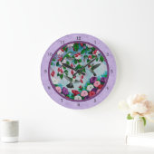 Hummingvogels Roze Fuchsia Flowers Lavender Grote Klok (Huis)