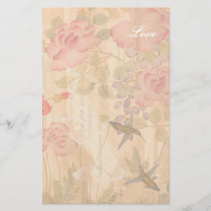 Hummingvogels Wisteria Rozen Flowers Floral Poem Briefpapier