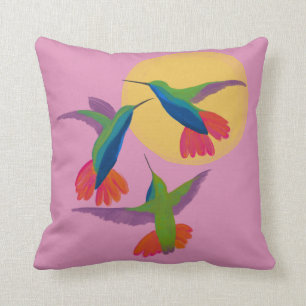Hummingvogels - Zwart gekleurde Mango Art Kussen