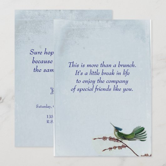 Hummungbird Brunch Kaart (Voorkant / Achterkant)