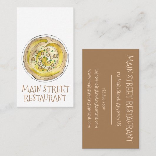 Hummus Houmous Kikkererwten Mediterraan Voedsel Ca Visitekaartje (Voorkant / Achterkant)