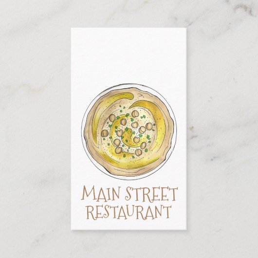 Hummus Houmous Kikkererwten Mediterraan Voedsel Ca Visitekaartje (Voorkant)