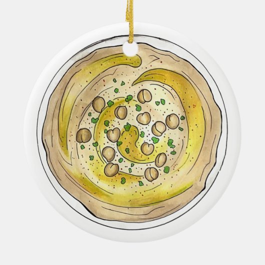 Hummus Houmous Mediterraan Midden-Oosters Voedsel Keramisch Ornament (Achterkant)