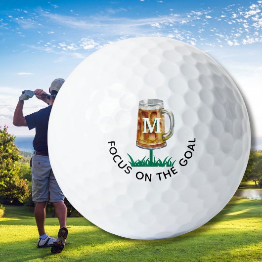 Humor 19e T-shirt Bier Mok Monogram Golfballen