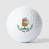 Humor 19e Tee Biermok Monogram Golfballen (Voorkant)