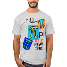 Humor 3.14 Pi Nooit Ends blauw geel groen