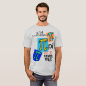 Humor 3.14 Pi Nooit Ends blauw geel groen T-shirt (Voorkant volledig)