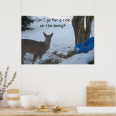 Humor Baby Buck Snow Blue Baby Swing Poster (Keuken)