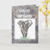 Humor Birthday, Masculine, olifant, stevige vent Kaart (Gele Bloem)