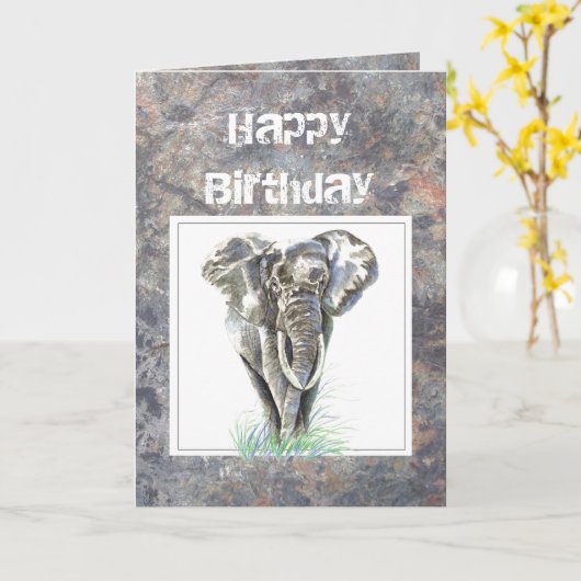Humor Birthday, Masculine, olifant, stevige vent Kaart (Gele Bloem)